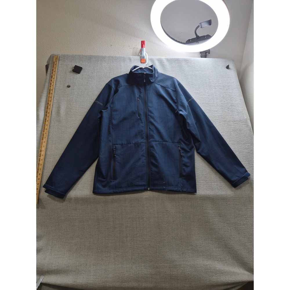 Eddie Bauer Shaded Crosshatch Soft Shell Jacket Mens Large Blue Fleece Lined